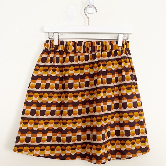 Mata Traders Val Mini Skirt Circle Stripe Desert Block Print Cotton Size XS - Picture 5 of 6